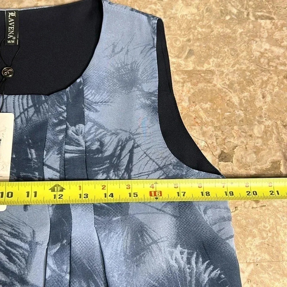 Vintage NWT dress women M. Blue,sleeveless,pleats, sheer overlay,career,fairy - Picture 10 of 12